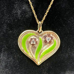 Lenox mother flowers enamel heart necklace